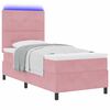 vidaXL LED Boxspringbett mit Matratze Rosa 90 x 190 cm Samt