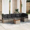vidaXL Garten-Sofa-Set mit Kissen 7 pcs Grau Poly Rattan