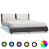 vidaXL Bettgestell mit LED ohne Matratze Grau und Wei&szlig; 120x190 cm