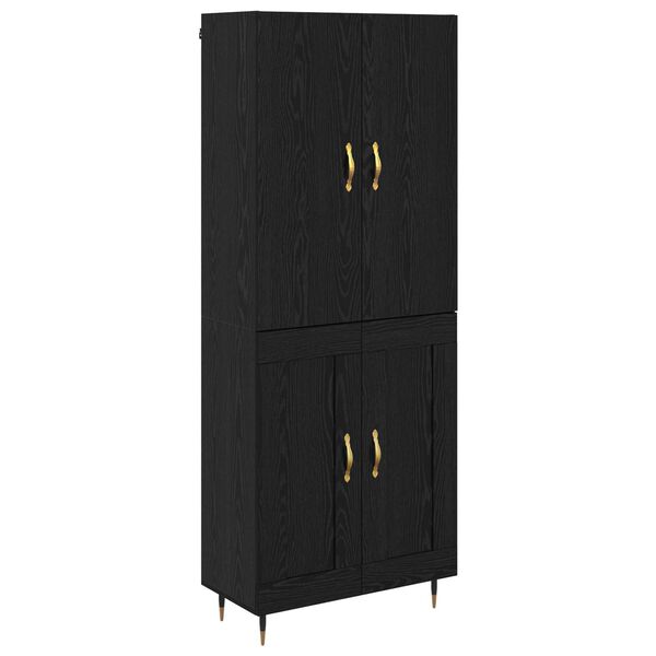 vidaXL Highboard Schwarz Eichen-Optik 69,5 x 34 x 180 cm Holzwerkstoff