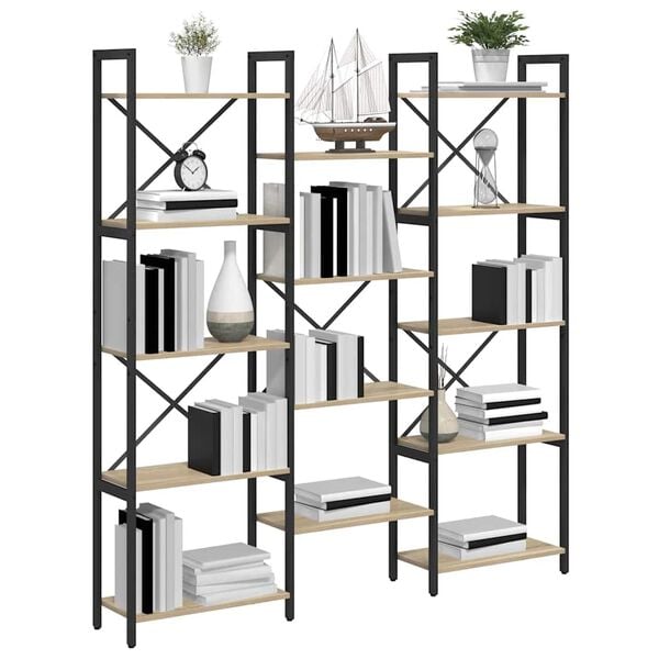 vidaXL B&uuml;cherregal Sonoma-Eiche 156 x 25 x 167 cm Holzwerkstoff