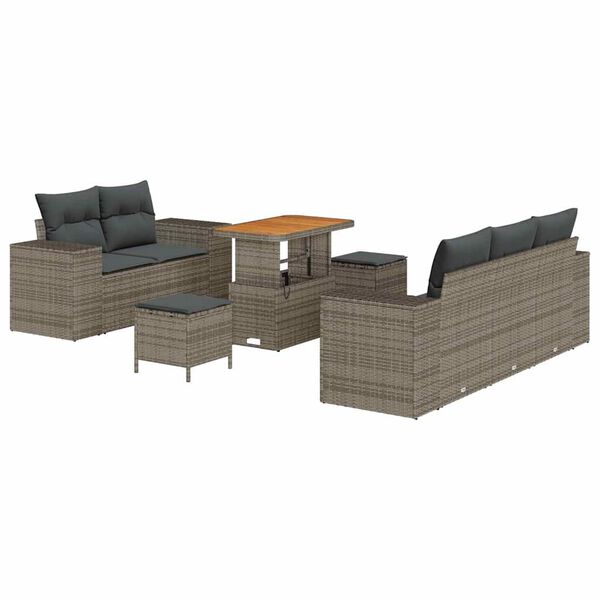 vidaXL Gartensofa-set mit Kissen mit Speicher 8 pcs Grau Poly Rattan