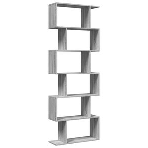 vidaXL Raumteiler-B&uuml;cherregal 6 Etagen Grau Sonoma 70x24x193 cm