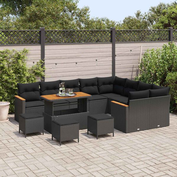 vidaXL Gartensofa-set 13 pcs Schwarz Poly-Rattan