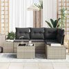 vidaXL Garten-Sofa-Set mit Kissen 4 pcs Hellgrau Poly-Rattan