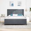 vidaXL LED Boxspringbett mit Matratze Dunkelgrau 180 x 200 cm Stoff