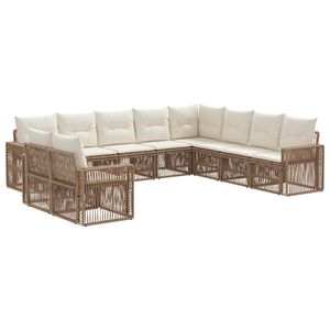 vidaXL Gartensofa-set 10 stk. Beige und Cremewei&szlig; Poly-Rattan