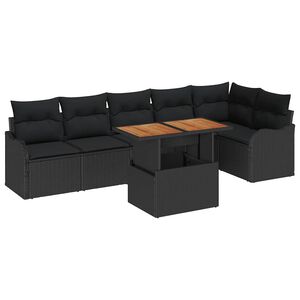 vidaXL Garten-Sofa-Set 7 stk. 6-Sitzanzahl Schwarz