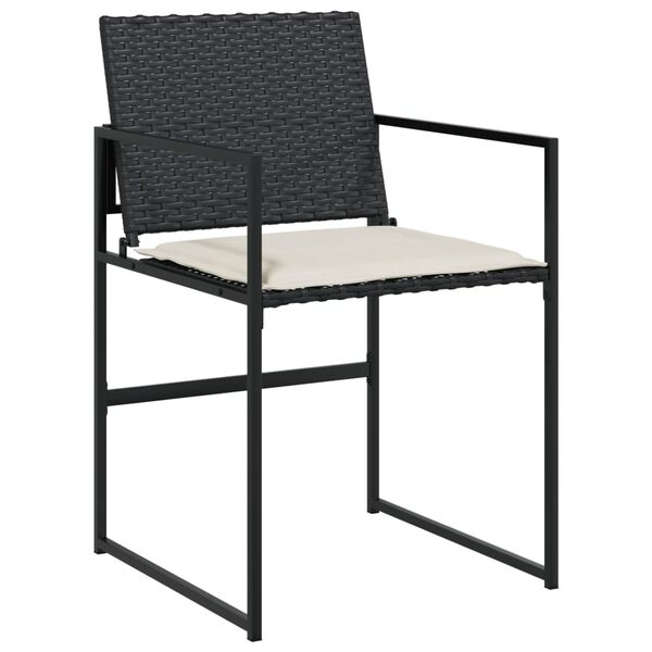 vidaXL 7-tlg. Garten-Essgruppe mit Kissen Schwarz Poly Rattan