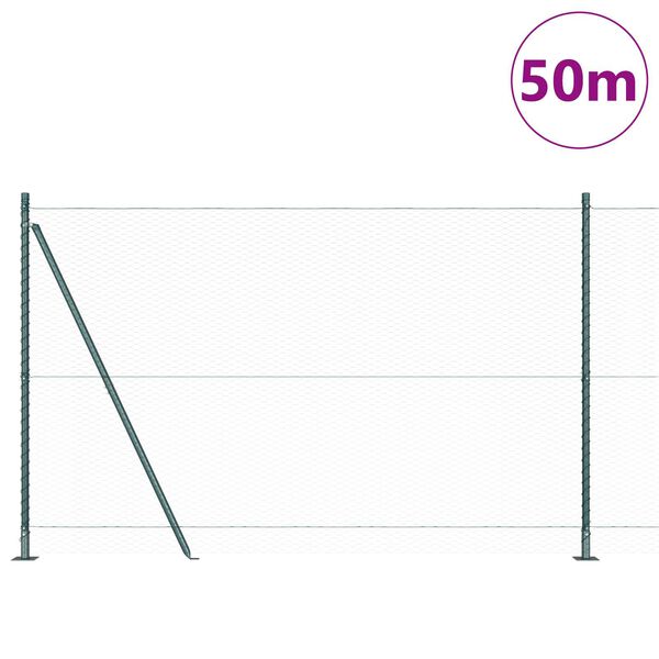 vidaXL Zaunpfosten Gr&uuml;n 50 x 1,5 m (25 mm Maschenweite) Stahl und PVC