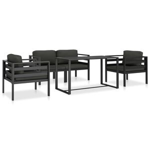 vidaXL 5-tlg. Garten-Sofagarnitur mit Kissen Aluminium Anthrazit