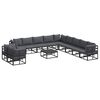 vidaXL Garten-Sofa-Set mit Kissen Schwarz Aluminium