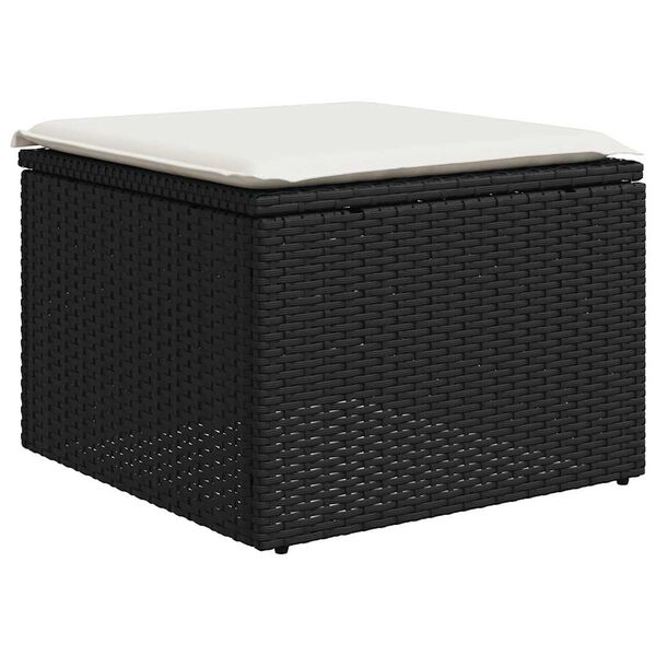 vidaXL 2-tlg. Garten-Sofagarnitur mit Kissen Schwarz Poly Rattan