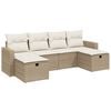 vidaXL 6-tlg. Garten-Sofagarnitur mit Kissen Beige Poly Rattan