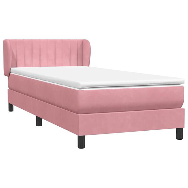 vidaXL Boxspringbett mit Matratze Rosa 90x220 cm Samt