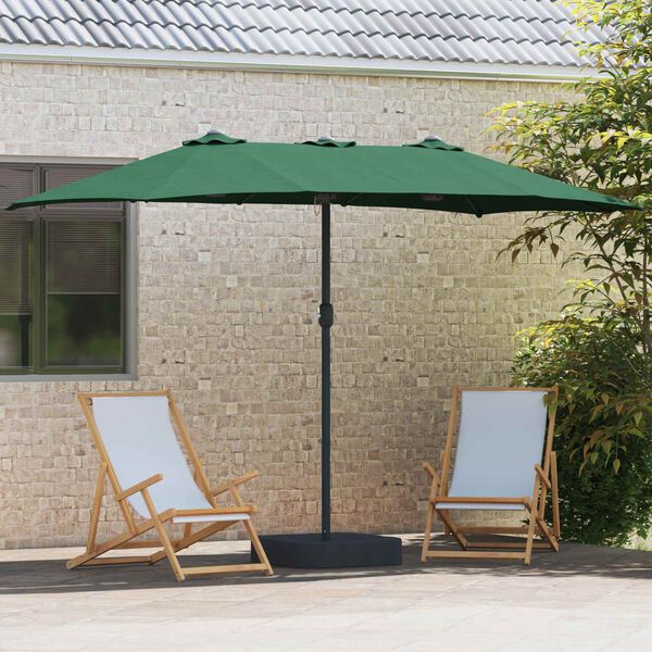 vidaXL Garten-Sonnenschirm Gr&uuml;n 385 x 209 x 244 cm Polyester