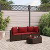 vidaXL 4-tlg. Garten-Sofagarnitur mit Kissen Braun Poly Rattan