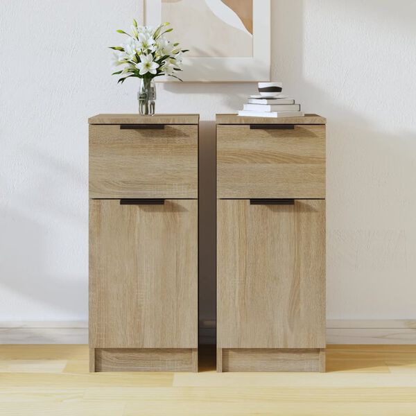 vidaXL Sideboards 2 Stk. Sonoma-Eiche 30x30x70 cm Holzwerkstoff