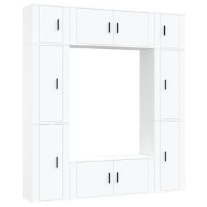 vidaXL 8-tlg. TV-Schrank-Set Wei&szlig; Holzwerkstoff