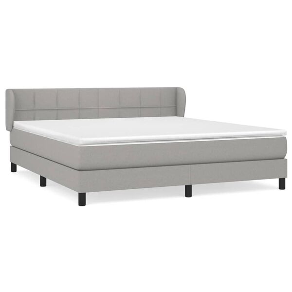 vidaXL Boxspringbett mit Matratze Hellgrau 160x200 cm Stoff