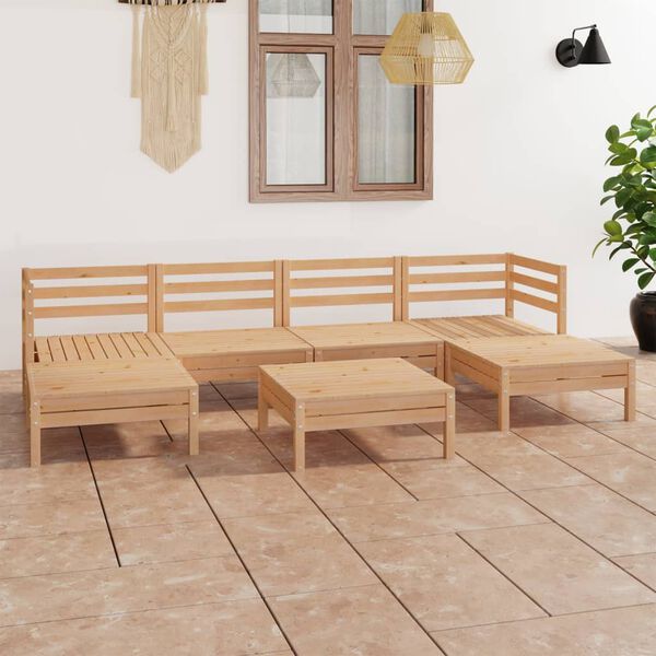 vidaXL 7-tlg. Garten-Lounge-Set Massivholz Kiefer