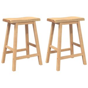 vidaXL Barhocker 2 Stk. Natur Massivholz Gummibaum