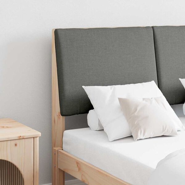 vidaXL Gepolstertes Kopfteil Dunkelgrau 120 cm Massives Kiefernholz