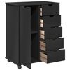 vidaXL Rollschrank Mit Rad Schwarz 63,5 x 39 x 79 cm Massivholz Kiefer