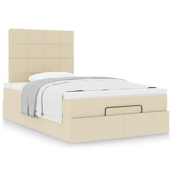 vidaXL Ottoman-Bett mit Matratze Creme 120x190 cm Stoff