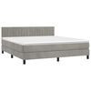 vidaXL Boxspringbett mit Matratze & LED Hellgrau 160x200 cm Samt