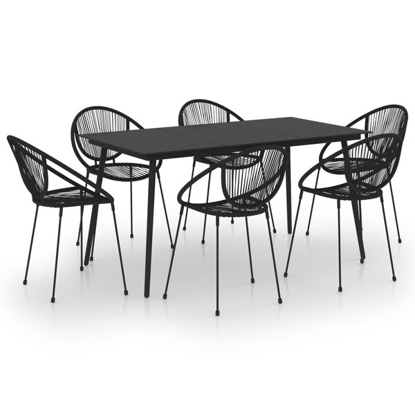 vidaXL 7-tlg. Garten-Essgruppe PVC Rattan Schwarz