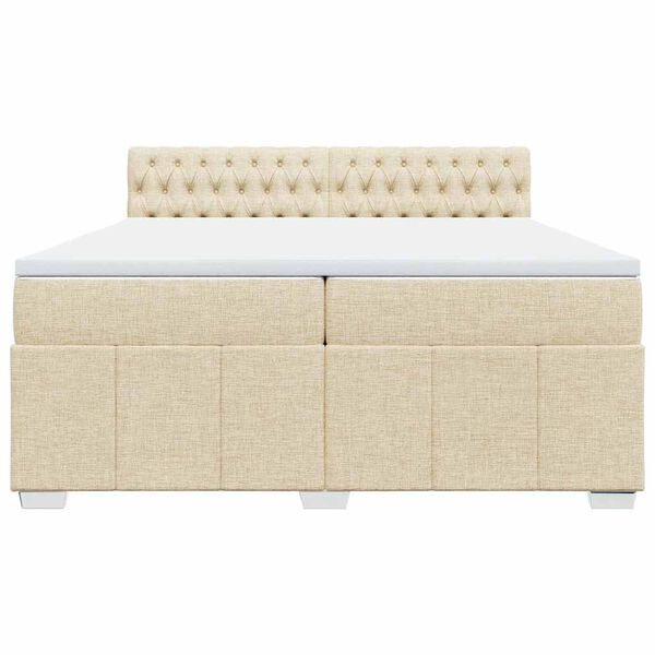 vidaXL Boxspringbett mit Matratze Creme 200x200 cm Stoff