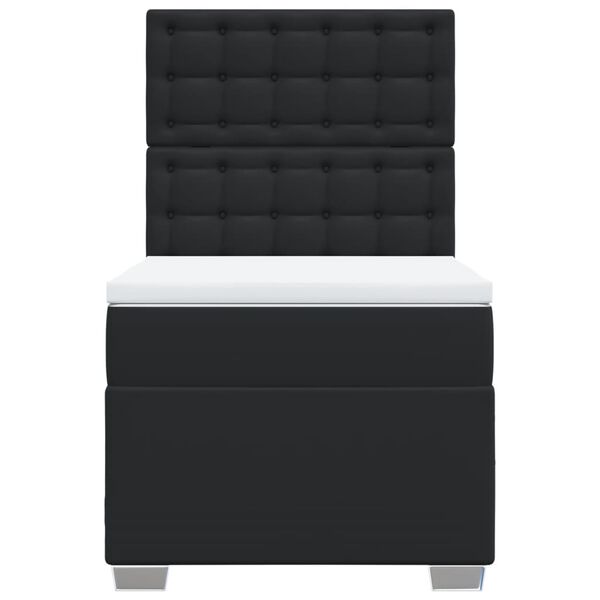 vidaXL Boxspringbett mit Matratze Schwarz 90x200 cm Kunstleder