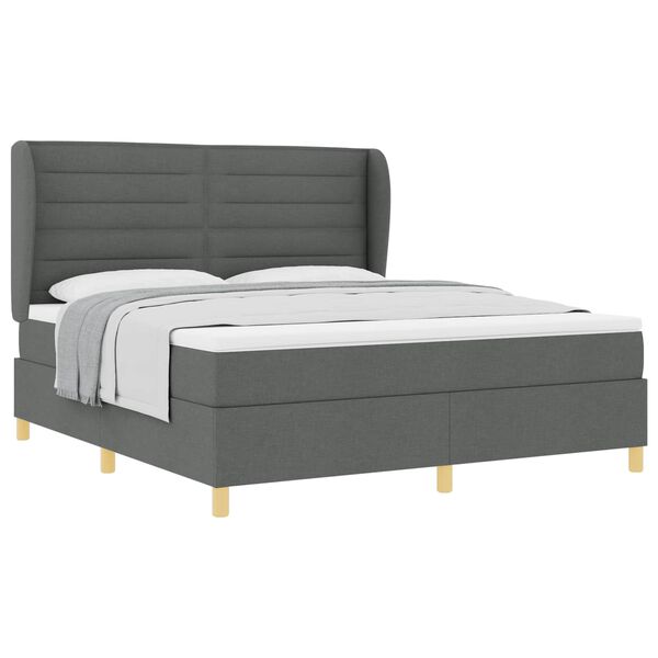 vidaXL Boxspringbett mit Matratze Dunkelgrau 200 x 180 cm Stoff