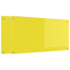 vidaXL Küchenrückwand 2 pcs Gelb 100 x 50 cm Gehärtetes Glas