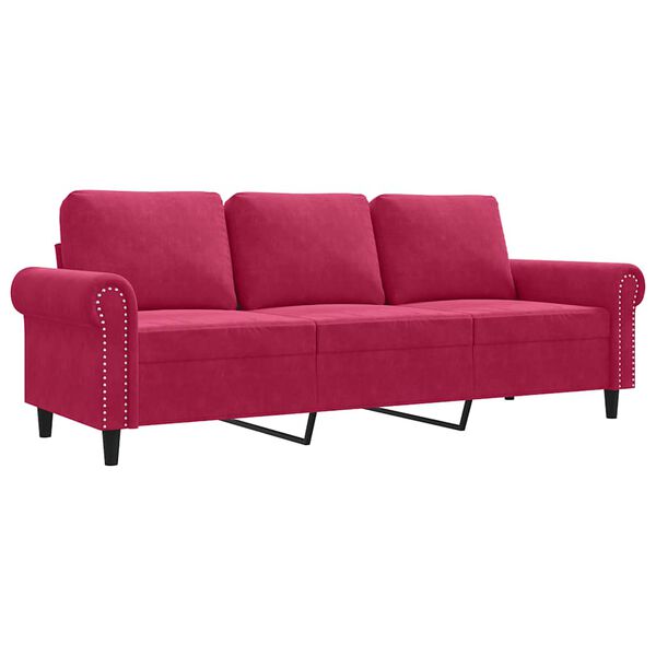 vidaXL 3-Sitzer-Sofa Weinrot 180 cm Samt