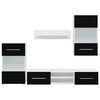 vidaXL 5-tlg. Wohnwand mit LED-Beleuchtung Mattschwarz Holzwerkstoff