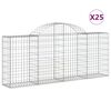 vidaXL Gabionen mit Hochbogen 25 Stk. 200x30x80/100cm Verzinktes Eisen