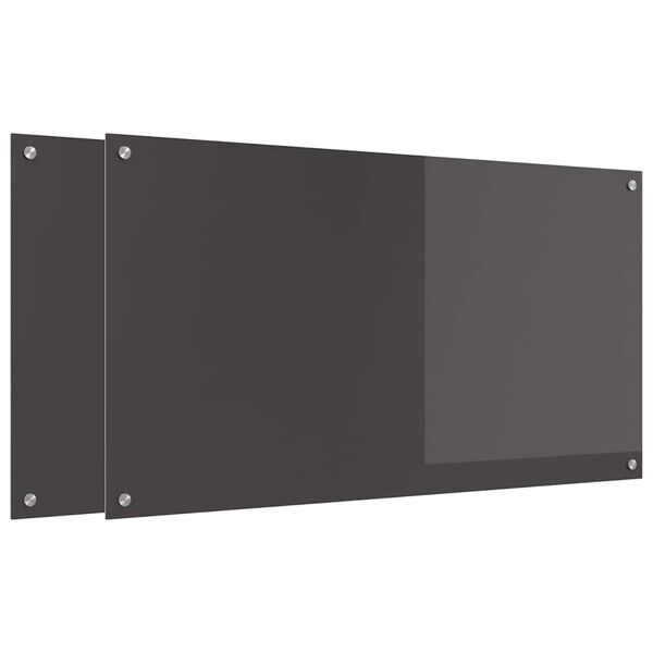 vidaXL Küchenrückwand 2 pcs Dunkelgrau 110 x 60 cm Gehärtetes Glas