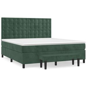 vidaXL Boxspringbett mit Matratze Dunkelgr&uuml;n 180x200 cm Samt