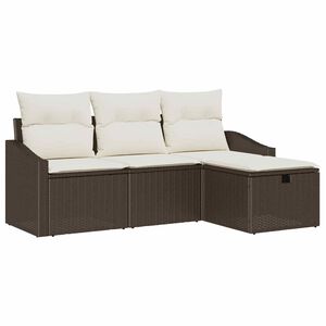 vidaXL Sofa Set mit Kissen mit Speicher 4 pcs Braun Poly-Rattan