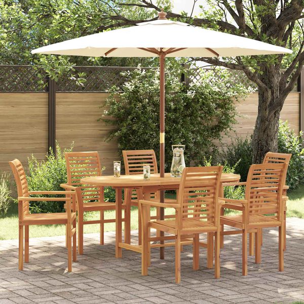 vidaXL Garten Essgruppe 7 pcs Braun Massivholz Teak