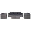 vidaXL 6-tlg. Garten-Sofagarnitur mit Polstern&Kissen Poly Rattan Grau