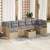 vidaXL Sofa Set mit Kissen 8 pcs Beige und Grau Poly Rattan