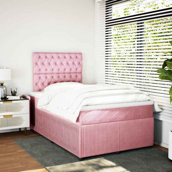 vidaXL Boxspringbett mit Matratze Rosa 120x200 cm Samt