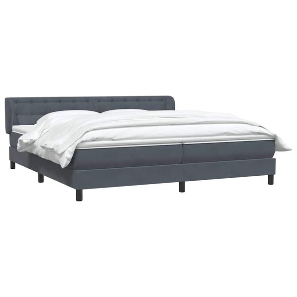 vidaXL Boxspringbett mit Matratzen Dunkelgrau 180x210 cm Samt