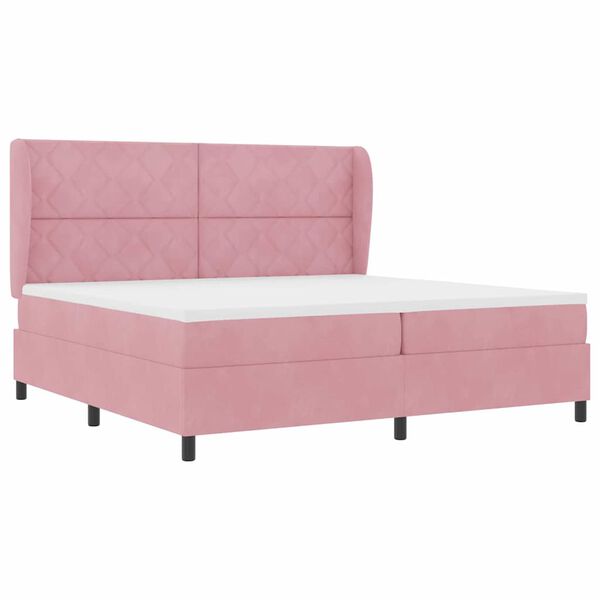 vidaXL Boxspringbett mit Matratze Rosa 200 x 200 cm Polyester