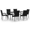 vidaXL 7-tlg. Garten-Essgruppe Schwarz Poly Rattan