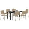 vidaXL Garten Essgruppe mit Kissen 7 pcs Beige Poly-Rattan