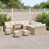 vidaXL Garten-Sofa-Set mit Kissen mit Speicher Beige Poly Rattan